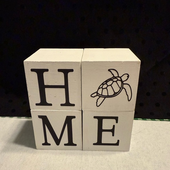 White HOME Decorative Blocks with Design - Picture 1 of 14